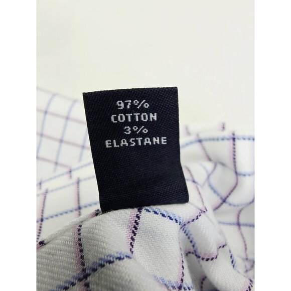 Tommy Hilfiger Slim Fit Stretch 16.5 34-35 Large White Plum Blue Check Shirt NWT - Picture 8 of 11